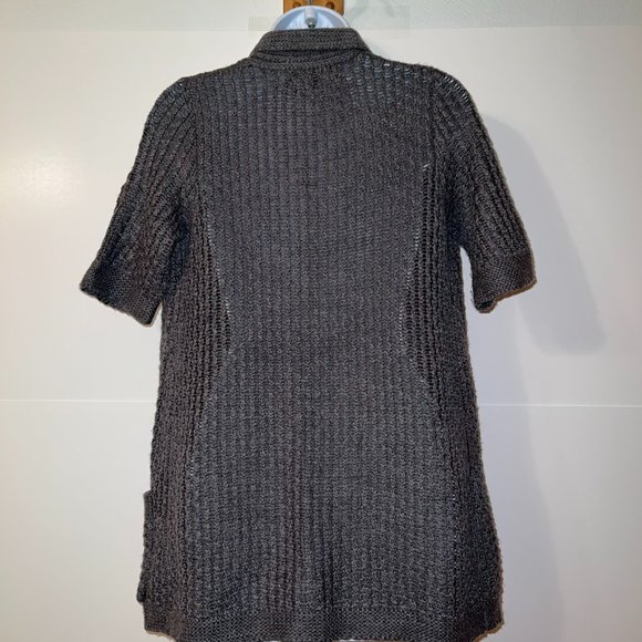 BANANA REPUBLIC Slate Gray Knit Open Front Sweater Pockets EUC XS - Picture 5 of 6